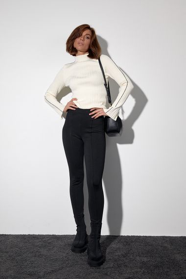 Женские лосины со швами спереди - черный цвет, M (есть размеры) | Зображення 6