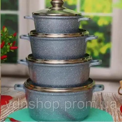Набір каструль із мармуровим покриттям 8 предметів Benson BN-379 | Зображення 2