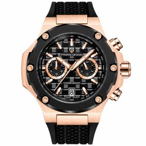 Чоловічий годинник Pagani Design PD-YS032 Rose Gold-Black на каучуковому ремінці