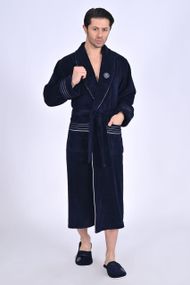 Мужской халат Nusa 1455 с тапочками синий 2XL