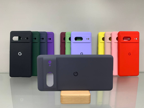 Google Pixel 7 Протиударний чохол з логотипом софт тач сірий