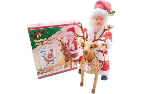 Іграшка Санта-Клаус верхи на олені / новорічна іграшка | Зображення 3