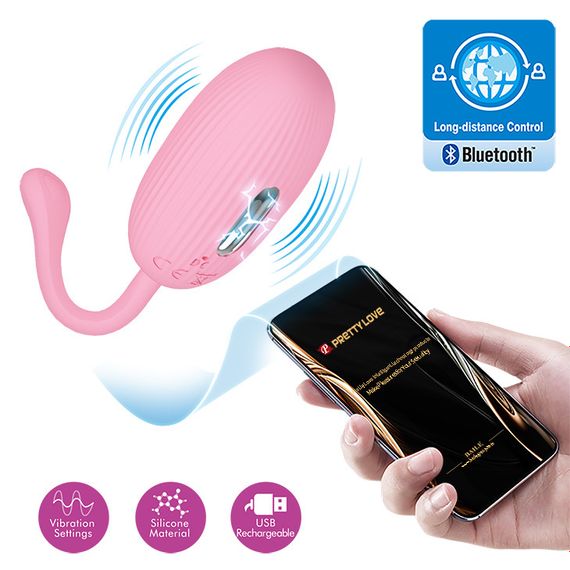 Віброяйце - Pretty Love Doreen Electric Shock Egg Light Pink (App) sexstyle | Зображення 5
