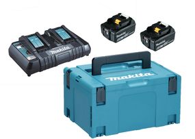 Набір акумуляторів + зарядний пристрій Makita, LXT BL1860 x 2шт (18В, 6Ач) + DC18RD, кейс Makpac3 (198077-8)