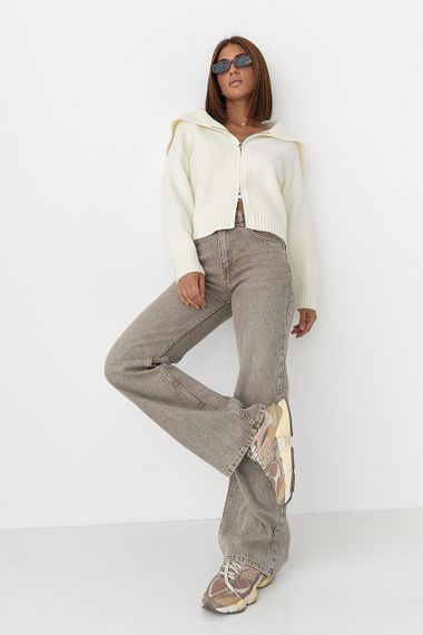 Широкі прямі джинси з високою посадкою - кавовий цвет, 34р (є розміри) | Зображення 2