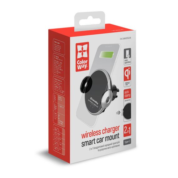 Універсальний автотримач ColorWay AutoSense Car Wireless Charger 2 10W Black (CW-CHAW035Q-BK) | Зображення 6