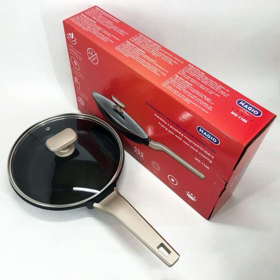 Сковорода Magio MG-1166 з кришкою антипригарна 24 см, сковорода для смаження, якісна сковорода | Зображення 8