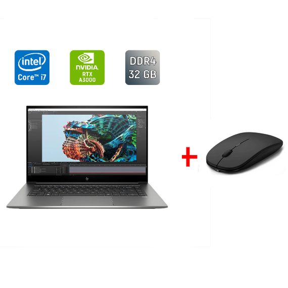 Мобильная рабочая станция HP ZBook Studio 15 G8 / 15.6" (1920x1080) IPS / Intel Core i7-11850H (8 (16) ядер по 2.5 - 4.8 GHz) / 32 GB DDR4 / 1000 GB SSD / nVidia RTX A3000, 6 GB GDDR6, 192-bit / WebCam / TouchID / Windows 11 б/у + Подарок Мышь / USB