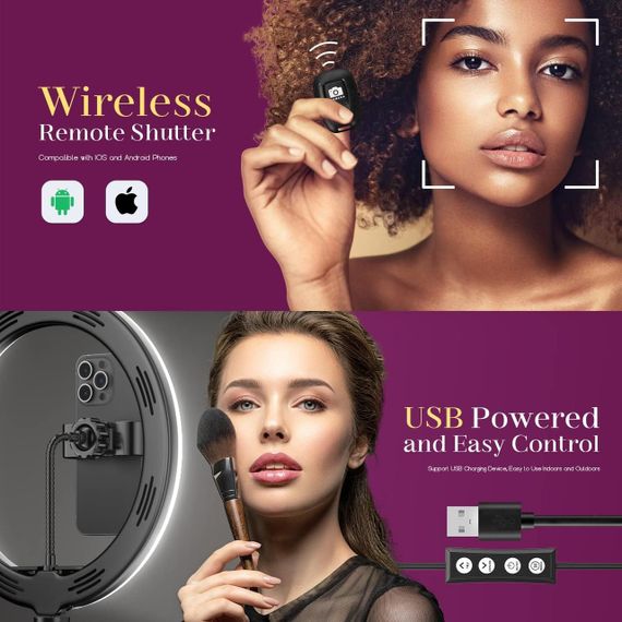 Кільцева лампа UPhitnis 35 см зі штативом і тримачем для телефона, кільцева лампа для селфі зі штативом | Зображення 2