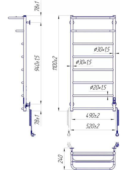 Рушникосушка Mario Hotel-І 1200х520-240 мм з таймером-регулятором 2.3.6204.11.P | Зображення 1