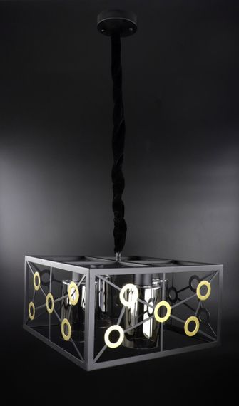 Люстра підвісна LOFT на 4 лампочки 25757 Чорний 30-90х40х40 см. | Зображення 1