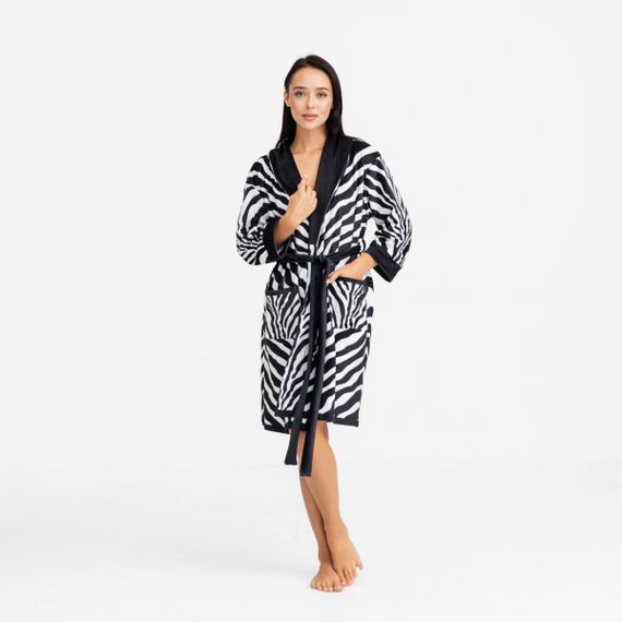 Халат женский из плюшевого велюра эксклюзивный Zebra 18268 2XL-3XL