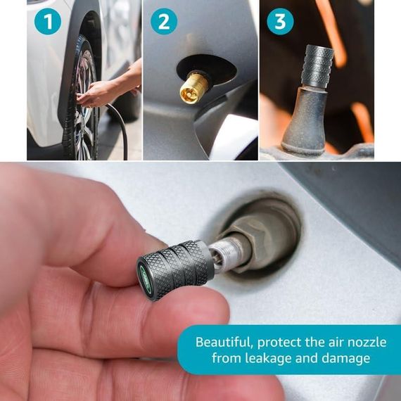 Набір ковпачків на ніпель із логотипом для Land Rover 4 шт., ковпачки на клапани шин металеві чорні | Зображення 3