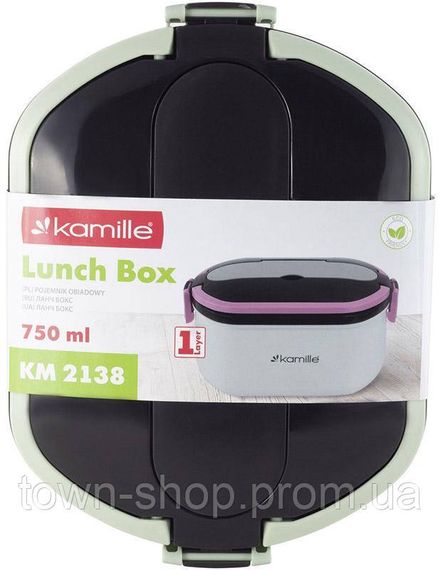 Ланч-бокс Kamille Snack 750мл, пластик и нержавеющая сталь, белый KM-2138WH | Зображення 6