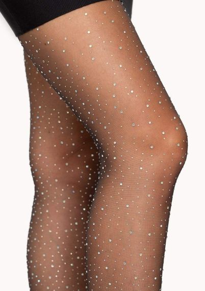 Колготки зі стразами Leg Avenue Petra Sheer Rhinestone, чорні, One Size sexstyle | Зображення 2