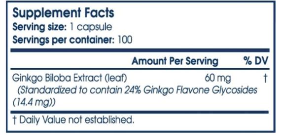 Натуральні добавки Ginkgo Biloba 100 tabl | Зображення 1