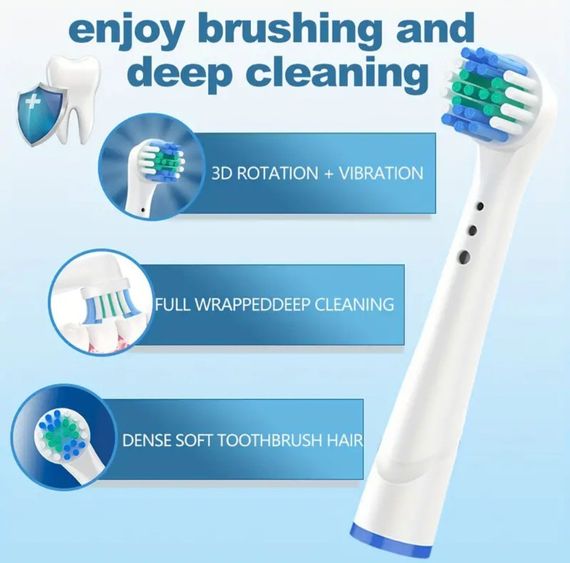 Сменные насадки для электрической зубной щетки Oral-B 4 шт., подходят для Precision Clean, Advance Power и др. | Зображення 3