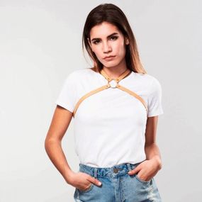 Портупея из экокожи Bijoux Indiscrets MAZE – Cross Cleavage, бежевая sexstyle