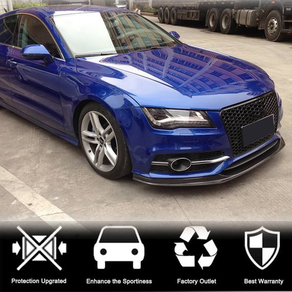 Накладка на передній бампер Lip V2 (для S-Line 2010-2014, Карбон) для Ауди A7 рр | Зображення 1