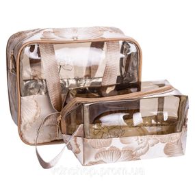 Набір прозорих жіночих косметичок для дому 2 (шт) дорожня косметичка в сумку для косметики, макіяжу, ліків, пензлів Бежевий