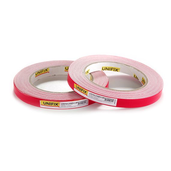 Лента клейкая двухсторонняя на вспененной основе 12мм*5м белая UNIFIX
