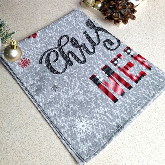 Кухонний рушник SoundSleep Merry Christmas різдвяний вафельний 45х60 см сіро-червоний (2800004667210) | Зображення 3