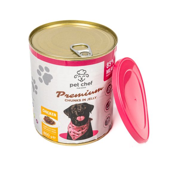 Вологий корм для собак Pet Chef шматочки в желе з куркою 800 г | Зображення 2