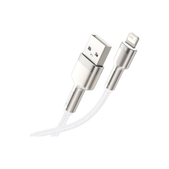 Дата кабель USB 2.0 AM to Lightning 1.0m Cafule Series Metal 2.4A White Baseus (CALJK-A02) | Зображення 3