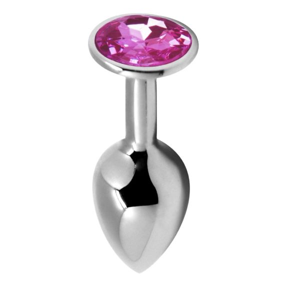 Анальна пробка Alive Anal Pleasure, L, з рожевим каменем, срібляста, 9 х 4 см Sex Aura | Зображення 1