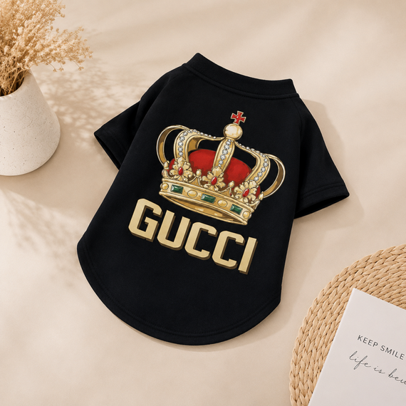 Брендовая футболка для собак и котов Gucci Crown Black Стильная черная одежда для питомцев | Зображення 3