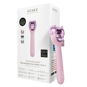 Электронный роллер для лица с микроиглами GESKE MicroNeedle Face Roller 9в1 gray, Розовый