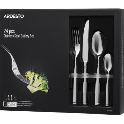 Набор столовых приборов Ardesto Black Mars Bordeaux 24 предмета (AR0724BS) | Зображення 6