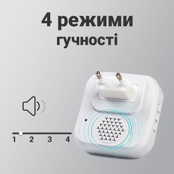 Беспроводной дверной звонок с часами Digital Lion WDB-07C-2, с 2-мя приемниками, до 150 м, Белый | Зображення 4