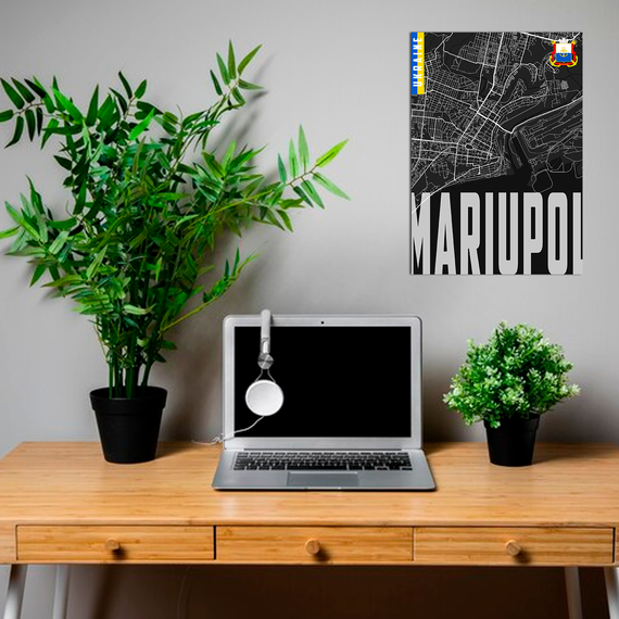 Плакат-постер з принтом Кавун Карта міста Маріуполь Україна. Map of Mariupol Ukraine А3 ПЛ000874 (А3)