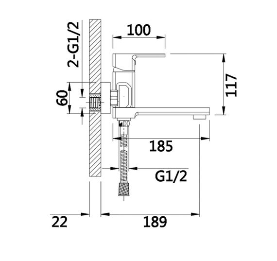 Змішувач для ванни Lidz Dozorca 0051 (k35) LDDOZ0051CRM45404 | Зображення 1