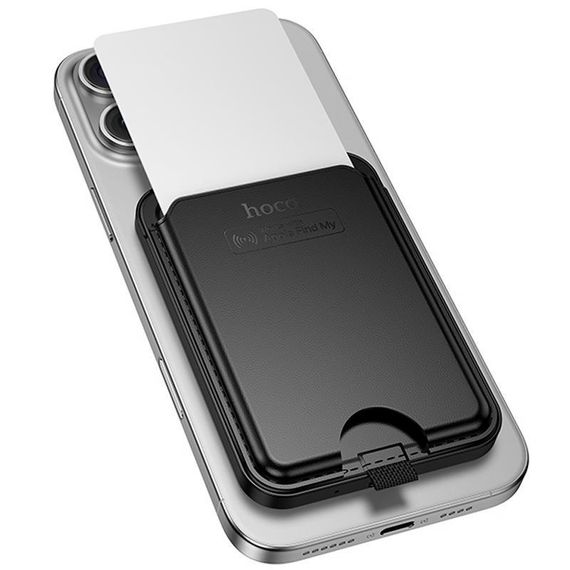 Кардхолдер магнитный Hoco E91I Tiger с трекером 120 mAh Black | Зображення 3