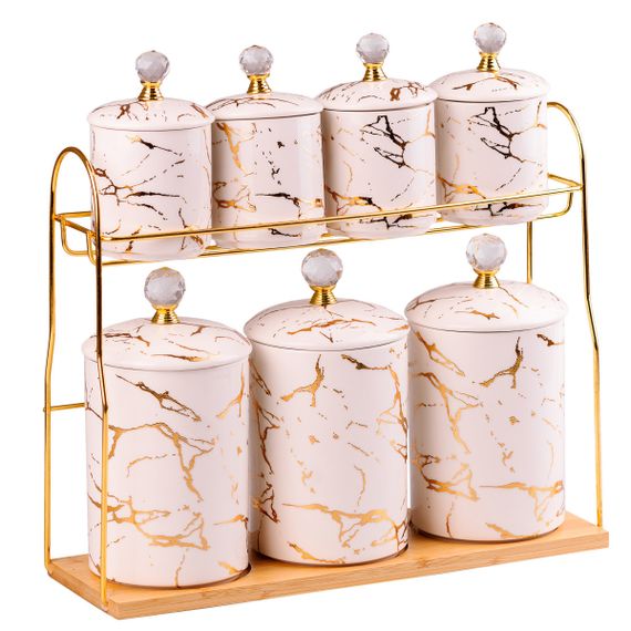 Набір для сипучих продуктів на металевій підставці 7 предметів по 300 мл і 700 мл HP-1215 | Зображення 2