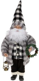 Интерьерная новогодняя фигурка Santa с фонарем 45см в сером
