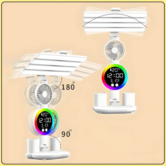 Настільна LED-лампа з 4 панелями, вентилятором і дисплеєм KRX-104 | Зображення 4