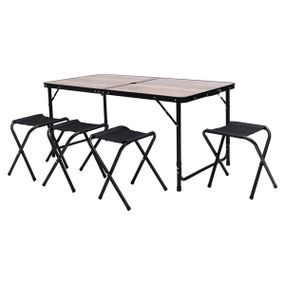 Розкладний стіл + 4 стільці кемпінговий набір для пікніка, риболовлі, відпочинку, туризму Коричневий JY-12060BR