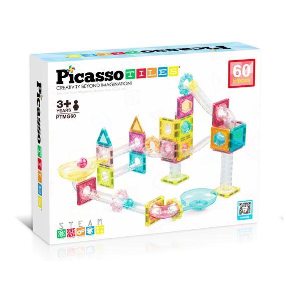Конструктор магнітний MINI DIAMOND MARBLE RUN TRACK SET PTMG60/28299 PICASSO TILES, 60 деталей, у коробці