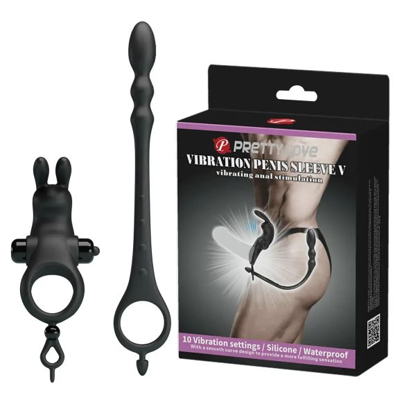 Эрекционное вибро кольцо с анальным стимулятором Pretty Love - VIBRATION PENIS SLEEVE V, BI-2102131 sexstyle