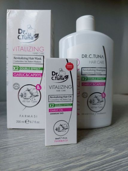 Набор против выпадения и укрепления волос (шампунь, маска, концентрат) Farmasi Vitalizing Dr. C.Tuna | Зображення 2