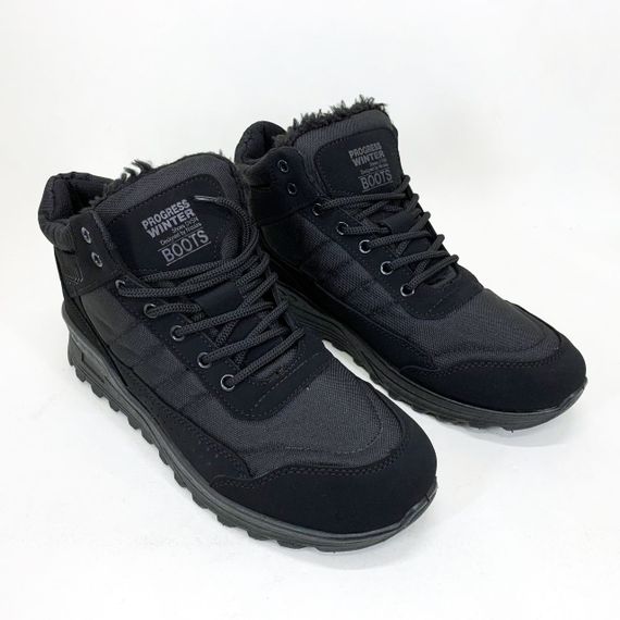 Черевики чоловічі 44р 28.5см чорні Зимове чоловіче взуття з текстилю