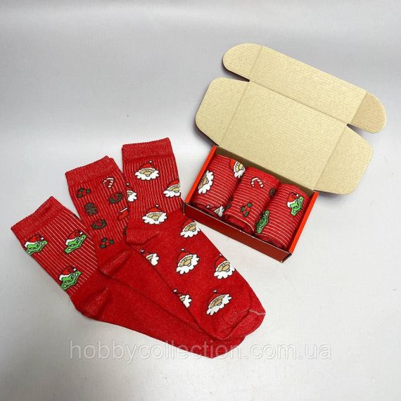 Набір чоловічих Новорічних шкарпеток 40-45 на 3 пари у коробці | Зображення 6
