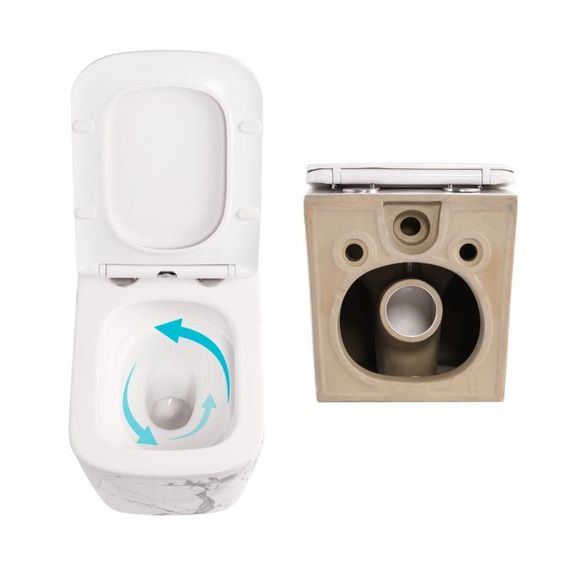 Комплект Qtap Tern Marble 3 в 1: подвесной унитаз Ultra Quiet + биде подвесное + раковина накладная QTERMR49164 | Зображення 4