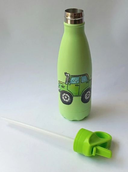 Термокружка дитяча Maestro MR-1645-B Car 400 мл з нержавіючої сталі з трубочкою герметична | Зображення 7