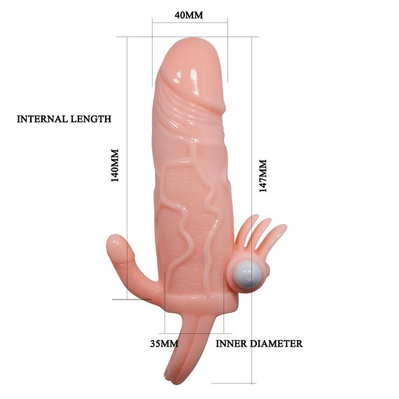 Насадка на член - Brave Man Vibrating Penis Sleeve Flesh | Зображення 8