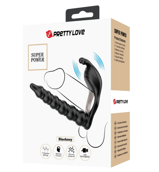 Эрекционное вибро кольцо, с насадкой для анального секса и функциеей памяти Pretty Love - Blackney Black sexst | Зображення 18