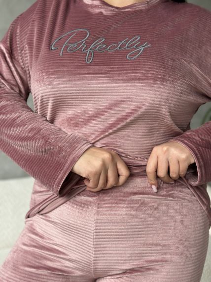 Розкішний домашній костюм піжама PLUS SIZE з велюру | Зображення 5